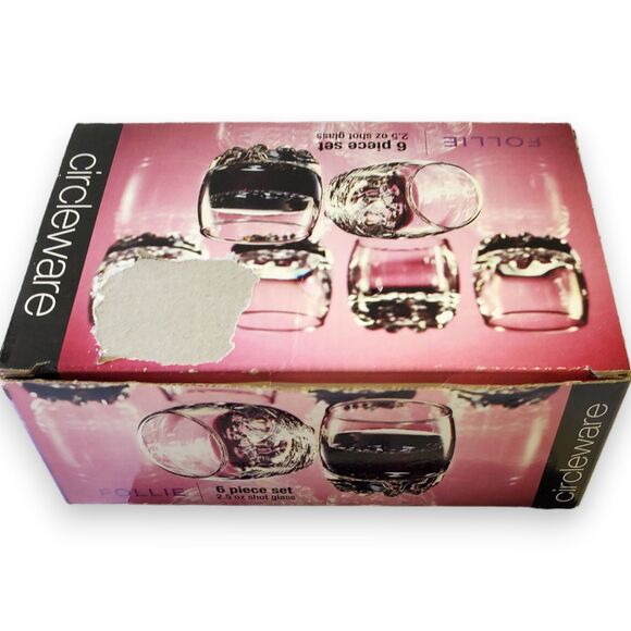 Set of 6 Circleware Follie Shot Glasses 2.5 oz Heavy Base Barware in Box - Picture 14 of 14
